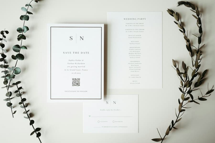 Save the date card with matching RSVP card